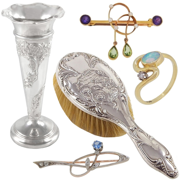 Art Nouveau Style Silverware & Jewellery