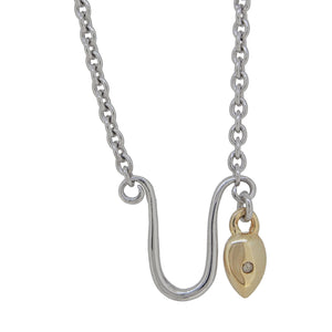A modern, silver & silver gilt abstract necklace