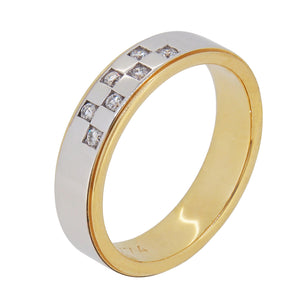 A modern, 18ct white & yellow gold, diamond set, seven stone wedding ring