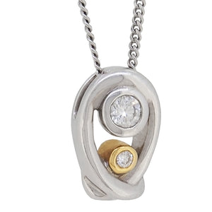 A modern, 18ct white & yellow gold, diamond set Mum's Cuddle pendant & chain