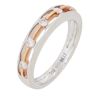 A modern 18ct white & yellow gold, diamond set, five stone half eternity ring