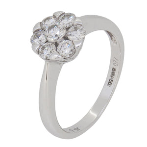 A modern, 18ct white gold, diamond set ring cluster ring