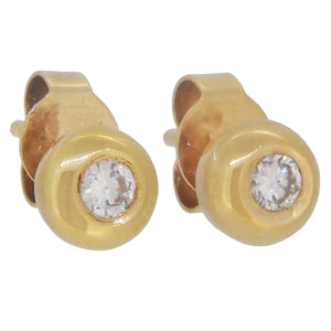A pair of modern, 18ct yellow gold, diamond set stud earrings