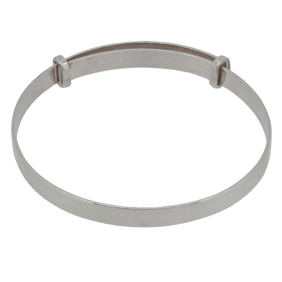 A modern, silver, child's expanding bangle