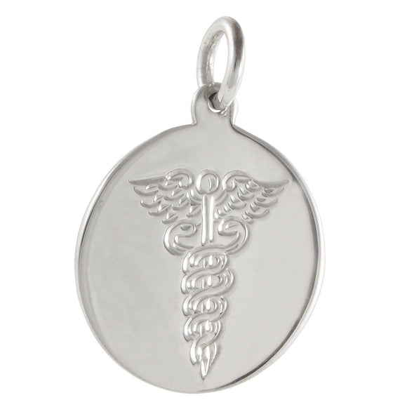A modern, silver, Medic Alert pendant