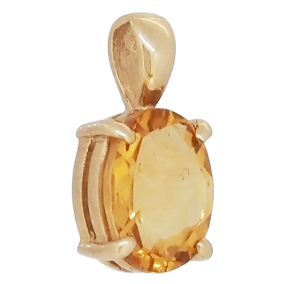 A modern, 9ct yellow gold, multi-facetted citrine set pendant