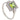 A modern, platinum, peridot & diamond set, square, Art Deco style cluster tablet ring.