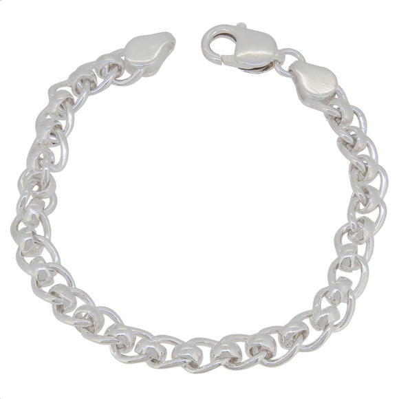 A modern, silver, circular & kerb link bracelet