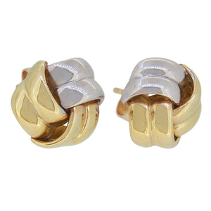 A pair of modern, 9ct yellow & white gold knot stud earrings