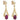 A pair of modern, yellow gold, ruby set drop earrings.