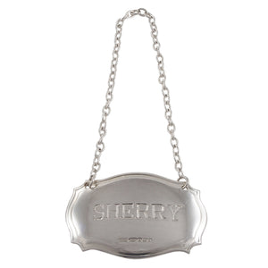 A modern, silver, Chippendale style Sherry Decanter Label