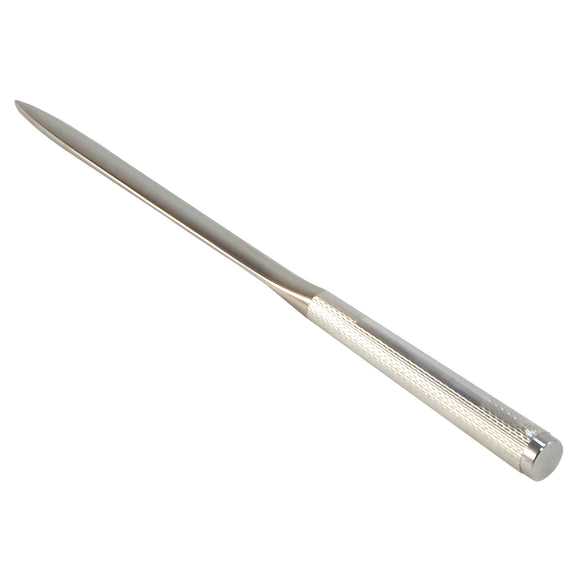 A modern, silver handled letter opener