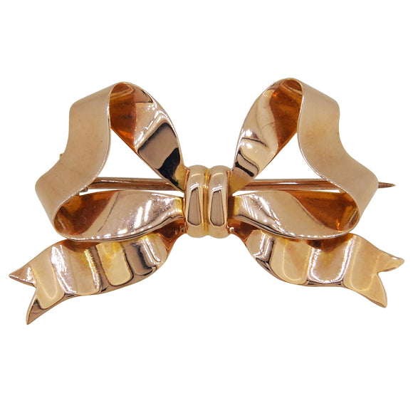An Edwardian, 15ct yellow gold bow brooch