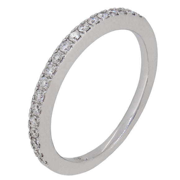 A modern, 18ct white gold, diamond set, nineteen stone half eternity ring