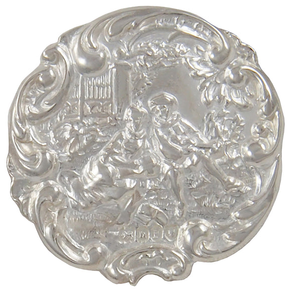 An Edwardian, silver, ornate button