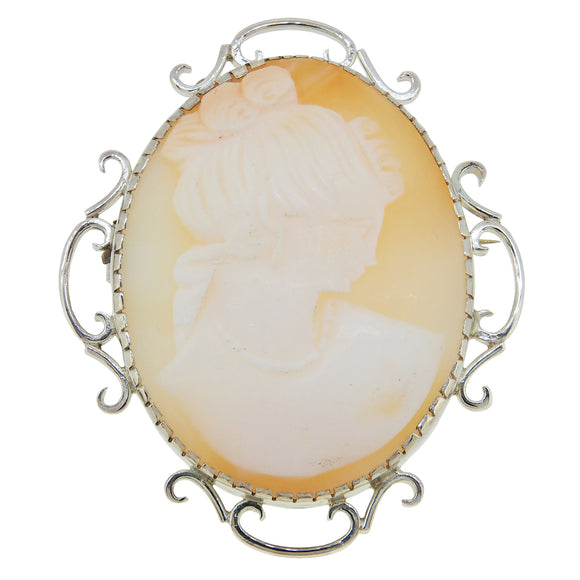 A mid-20th century, silver, cameo brooch