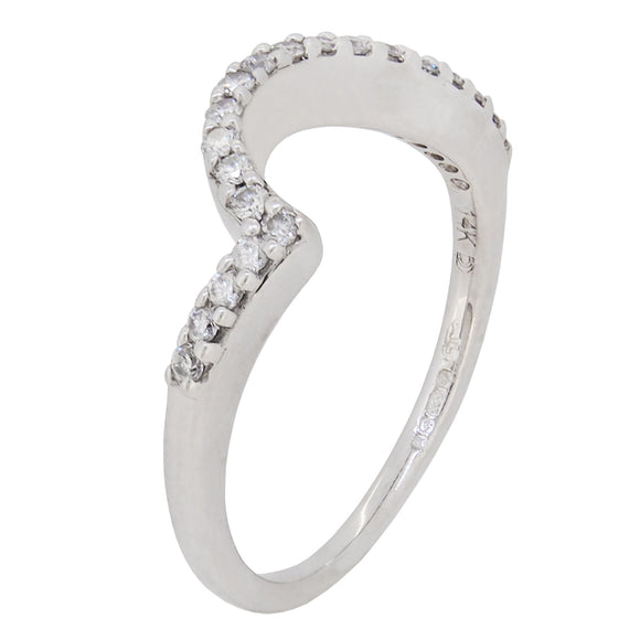 A modern, 14ct white gold, diamond set, twenty stone, shaped ring