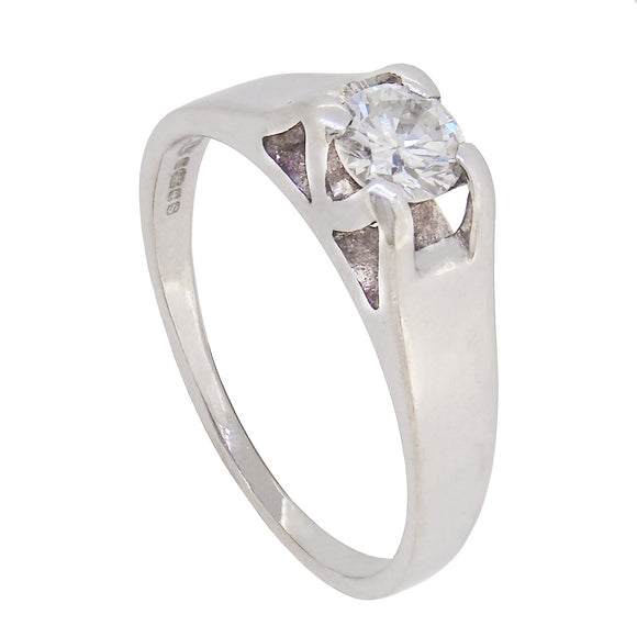 A modern, 14ct white gold, diamond set, single stone, solitaire ring
