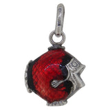 A modern, silver, red enamel set fish pendant