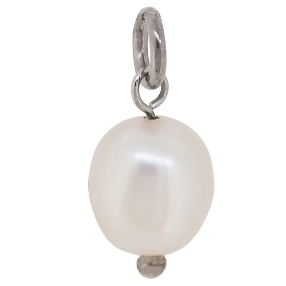A modern, silver, freshwater pearl set pendant