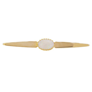 A modern, 9ct yellow gold, opal set bar brooch