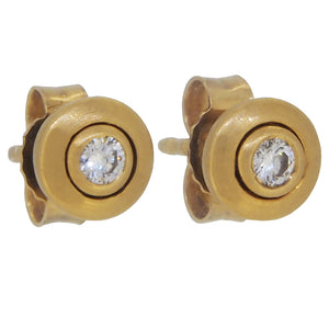 A pair of modern, 18ct yellow gold, diamond set stud earrings