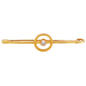 An early 20th century, 9ct yellow gold, diamond set bar brooch