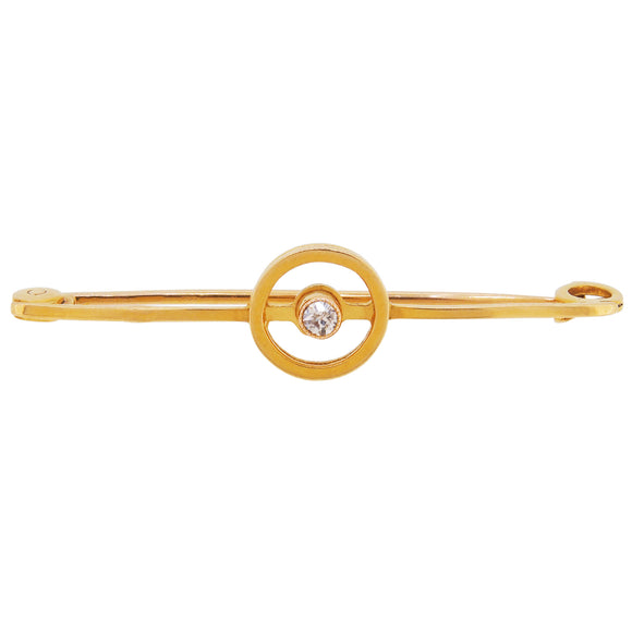 An early 20th century, 9ct yellow gold, diamond set bar brooch