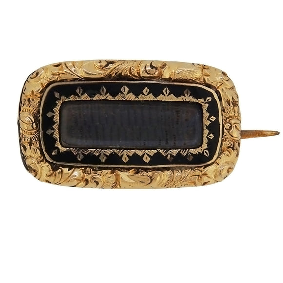 A Georgian, yellow gold, rectangular mourning brooch