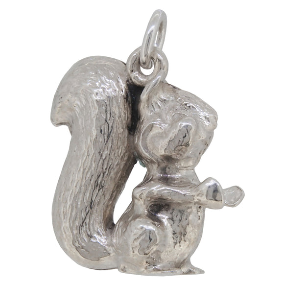 A silver, squirrel charm pendant