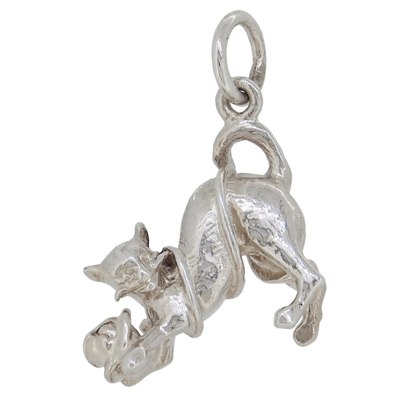 A silver, cat charm pendant