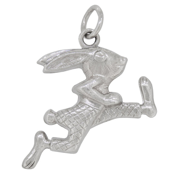 A silver, running hare pendant