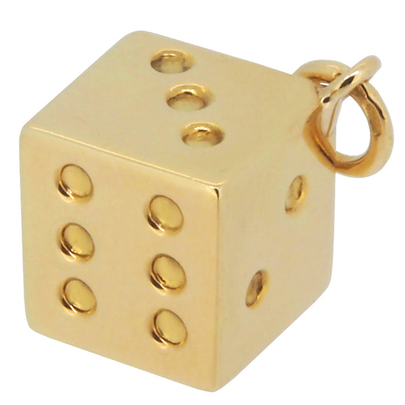 A mid-20th century, 18ct yellow gold dice charm pendant
