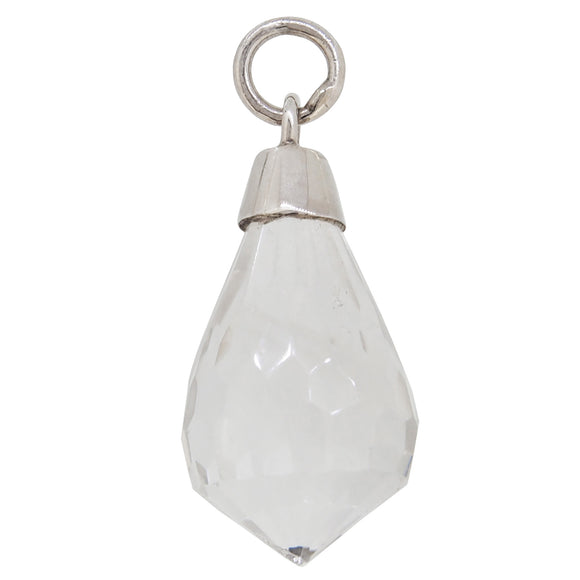 A modern, silver, white quartz set pendant