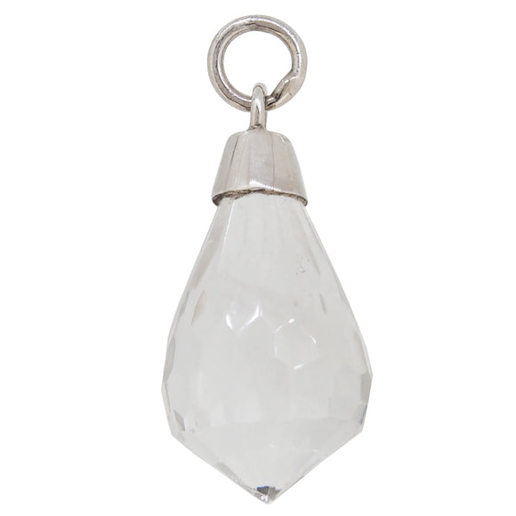 A modern, silver, white quartz set pendant.