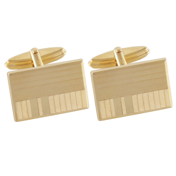 A pair of modern, yellow gold, rectangular, diamond cut, toggle link cufflinks