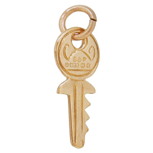 A 9ct yellow gold, key charm