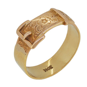 A mid-20th century, 18ct yellow gold, buckle band ring