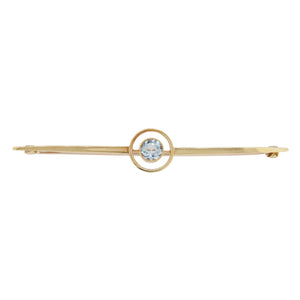 An Edwardian, 15ct yellow gold, aquamarine set bar brooch