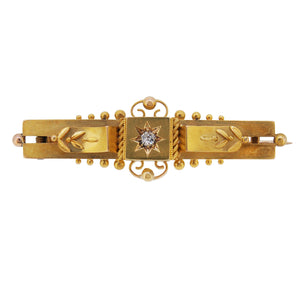 A Victorian, 15ct yellow gold, diamond set brooch