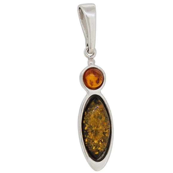 A modern, silver, amber set pendant