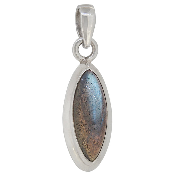 A modern, silver, labradorite set pendant