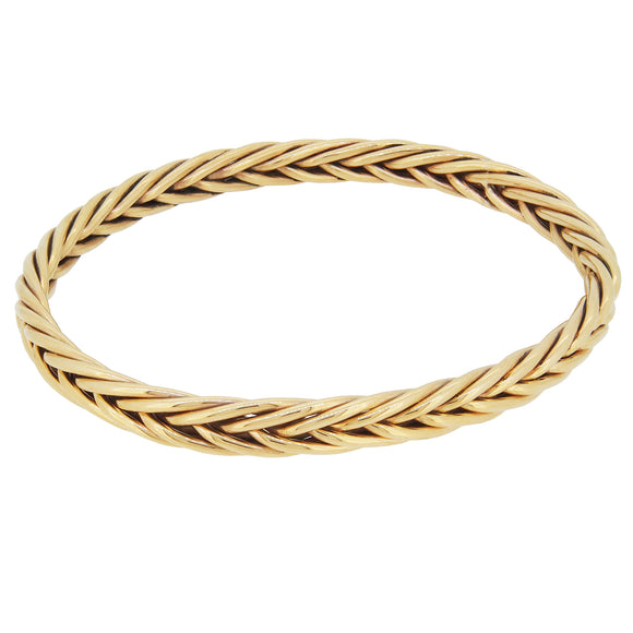 A modern, 9ct yellow gold, cable twist bangle