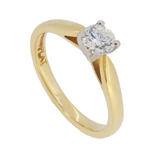 A modern, 18ct yellow gold, diamond set, single stone, solitaire ring