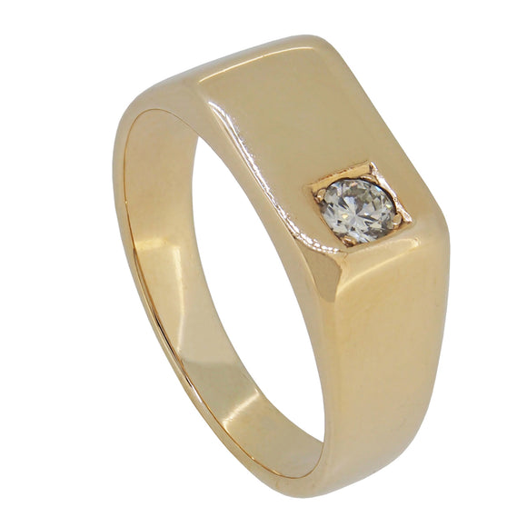 A mid 20th century, 9ct yellow gold, diamond set, single stone, oblong ring