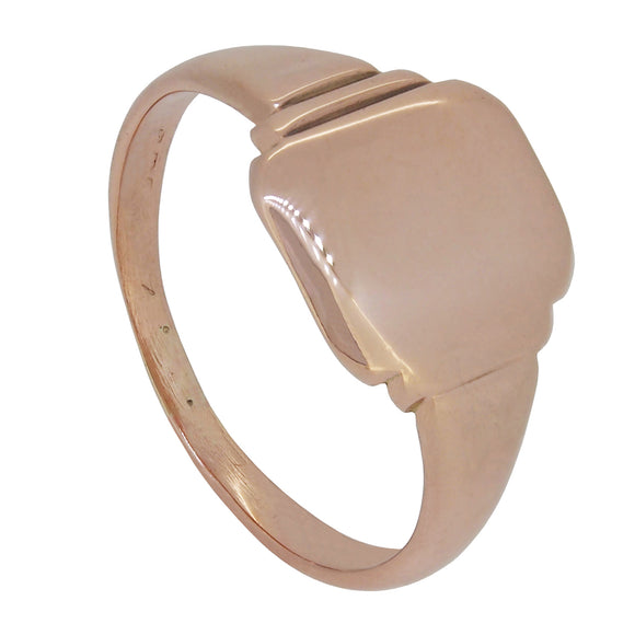 An early 20th century, 9ct rose gold, oblong signet ring