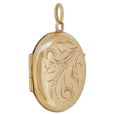 A mid-20th century, 9ct yellow gold, fully engraved oval locket