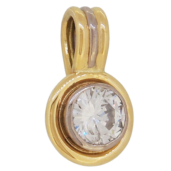 A modern, 18ct yellow gold, diamond set pendant