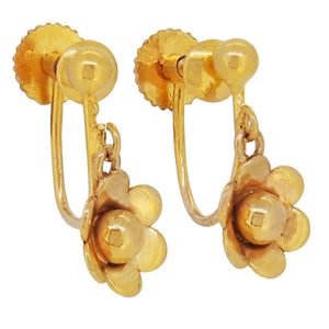 A pair of mid 20th century, 9ct yellow gold, flower screw on earrings