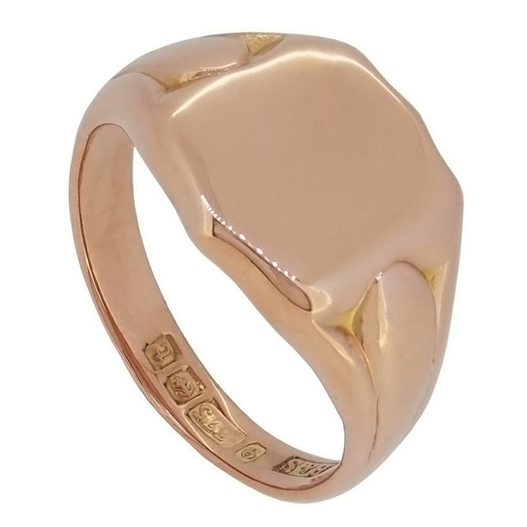 An early 20th century, 9ct rose gold, shield signet ring